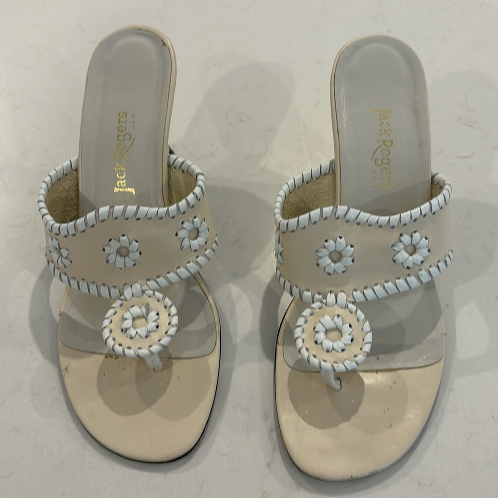 Jack Rogers size 8 heels in white.